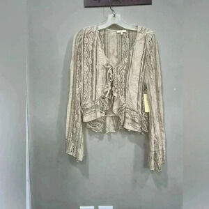 NWT Peach couture Lace Y2K blouse Sz L Cream
